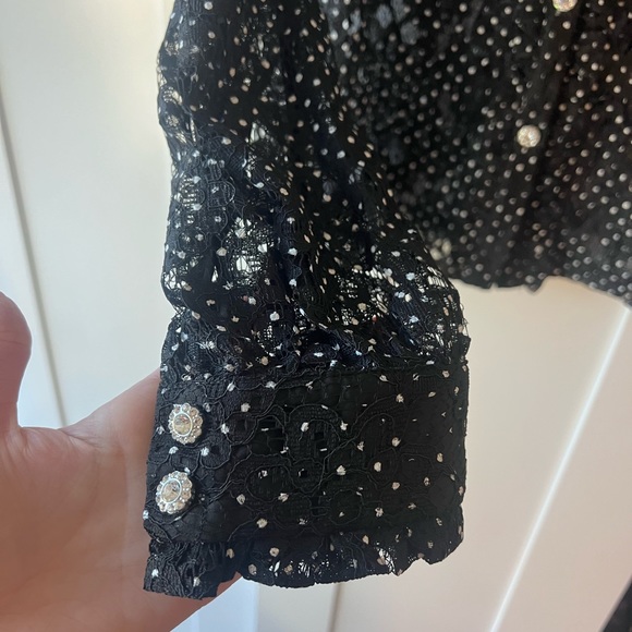 lace rhinestone long sleeve button up blouse - Picture 5 of 8